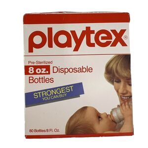 Playtex 1983 Vintage 8oz Disposable Baby Bottle Liners 80ct ? Strongest USA